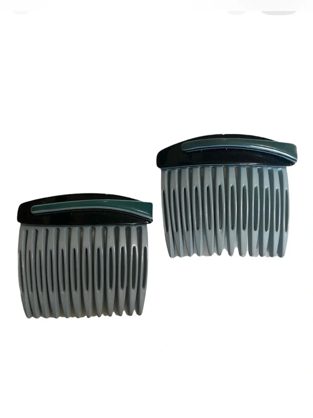 Carita Paris 1980’s French Hair Combs, Blue & Black, Unworn Old Store‎ Stock